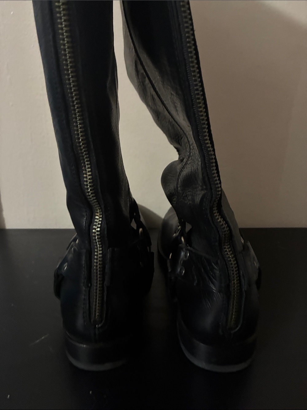 Frye Phillip Harness Tall Boot black leather knee-high boot size 9.5 - Picture 4 of 10